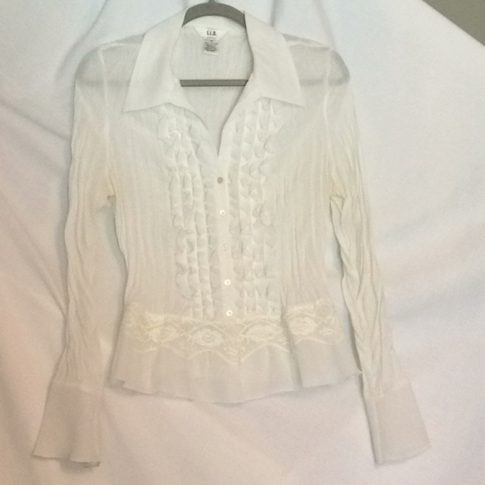 White S.L.B. Accordion Blouse